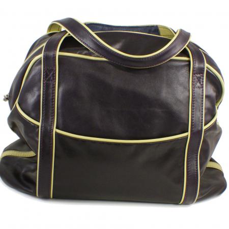 LARGE LAZY WEEKENDER<br>dark violet & bamboo