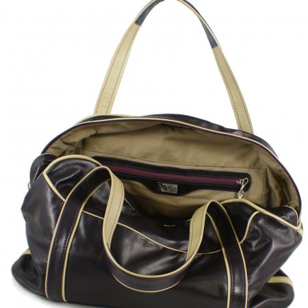LARGE LAZY WEEKENDER<br>dark violet & bamboo
