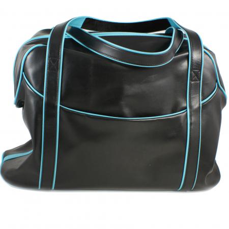 LARGE LAZY WEEKENDER<br>black & turquoise