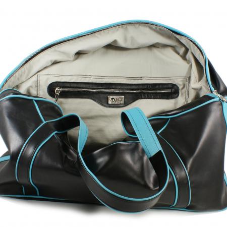 LARGE LAZY WEEKENDER<br>black & turquoise