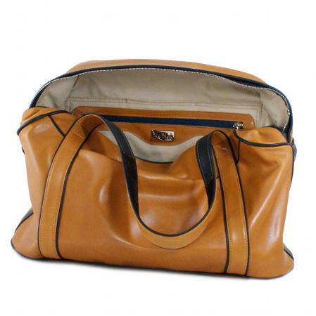 SMALL LAZY WEEKENDER <br> camel & teal green