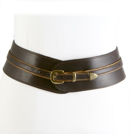 CURVE PERFECT WEST BELT<br />chocolate & bronze