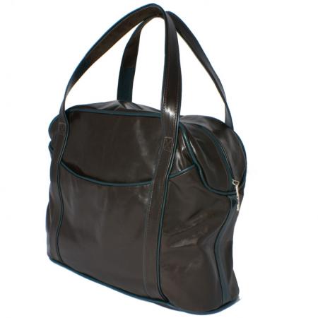 SMALL LAZY WEEKENDER <br />dark chocolate & teal