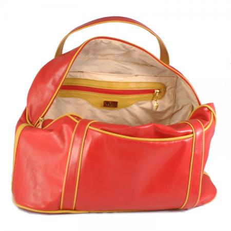 LARGE LAZY WEEKENDER<br>red & mustard