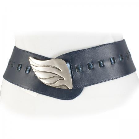 CURVE PERFECT RIBBON BELT <br /> navy & navy metallic