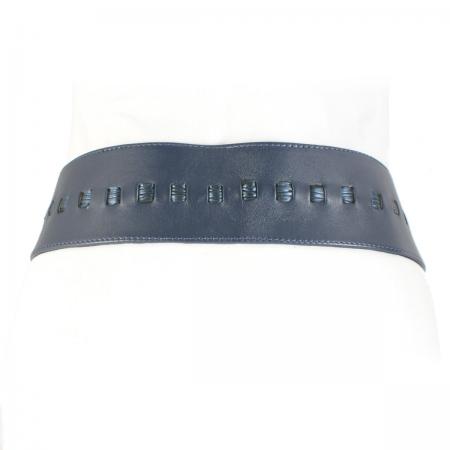 CURVE PERFECT RIBBON BELT <br /> navy & navy metallic