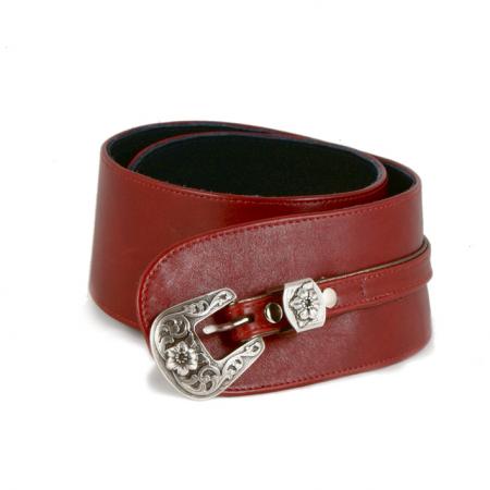 CURVE PERFECT WEST BELT <br > red & anthracite w/ floral buckle