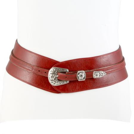 CURVE PERFECT WEST BELT <br > red & anthracite w/ floral buckle