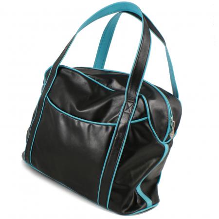 SMALL LAZY WEEKENDER <br> black & turquoise