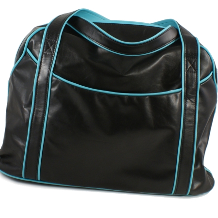 LARGE LAZY WEEKENDER<br>black & turquoise