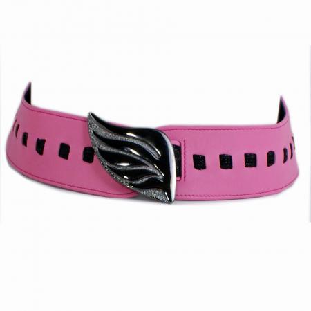 CURVE PERFECT RIBBON BELT<BR>pink & black