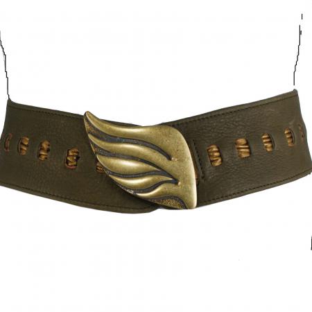 CURVE PERFECT RIBBON BELT<br>olive & gold