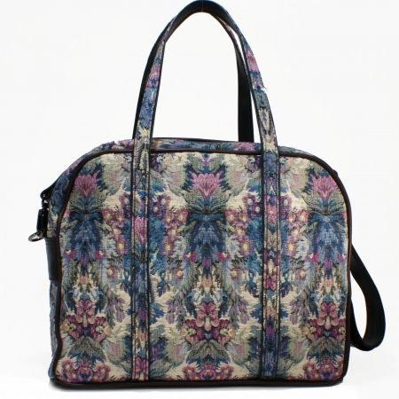 FELICITY WEEKENDER <br> textile & leather, plumb & teal green