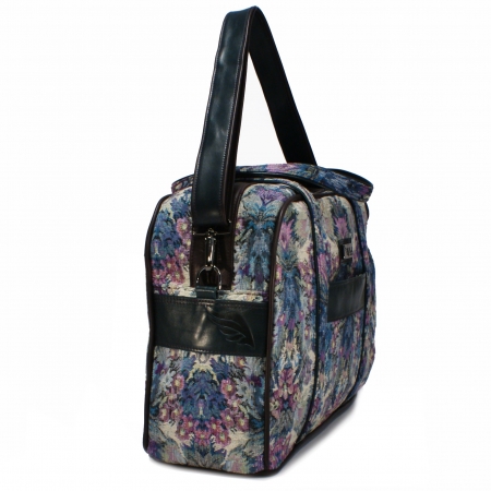 FELICITY WEEKENDER <br> textile & leather, plumb & teal green