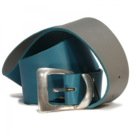 CURVED REVERSABLE BELT <br> celeste blue & grey